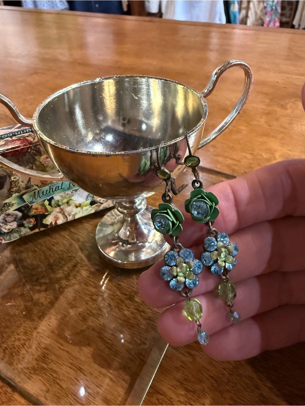 Michal Negrin Green Floral Drop Earrings - Women Jewelry